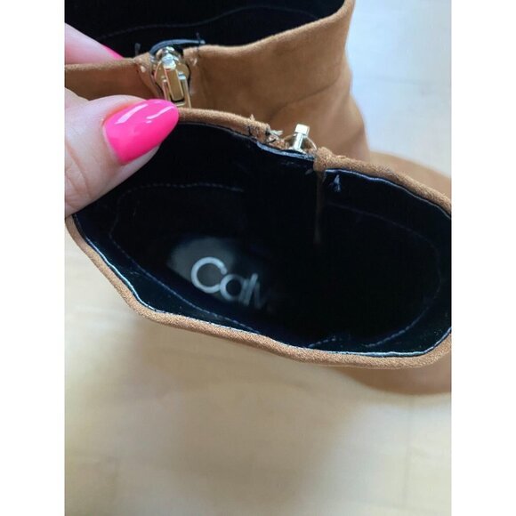 Calvin Klein BNWT Women's brown suede ankle boot sz 8.5 pointed toe side zip NEW - Picture 4 of 7